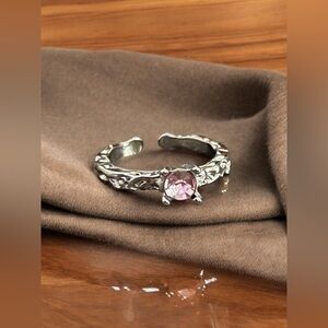 Alluring Pink Sapphire Wrap Silver Tone Ring